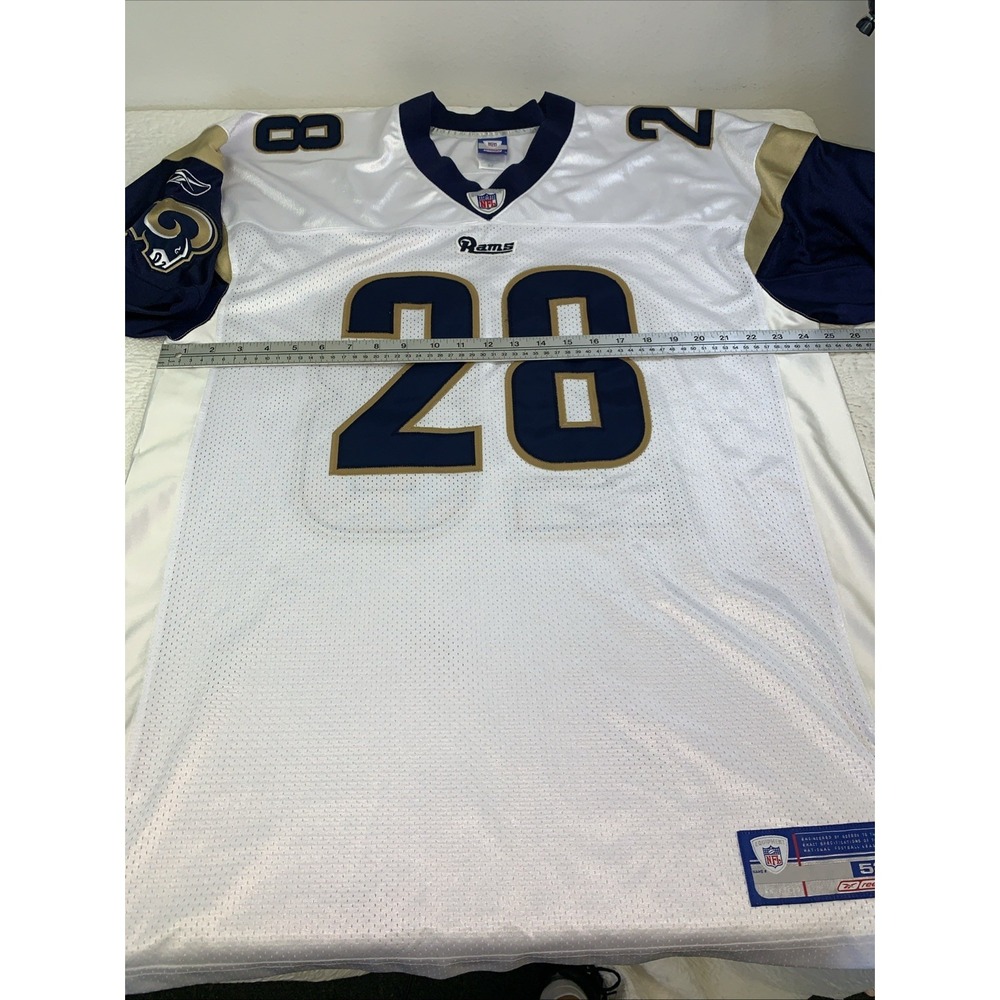 Reebok Marshall Faulk #28 St Louis Rams NFL Jersey White 52 Men's Authentic - Picture 6 of 11